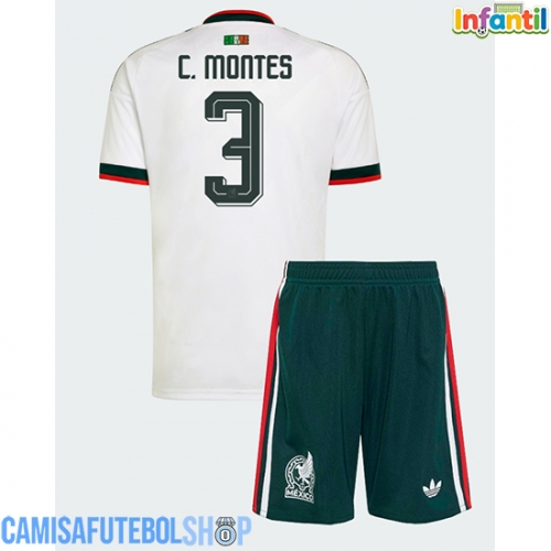 Camisa de time de futebol México Cesar Montes #3 Replicas 2º Equipamento Infantil Mundo 2026 Manga Curta (+ Calças curtas)